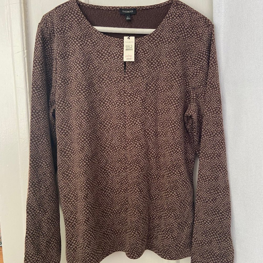 Talbots Size L Brown on Light Brown Animal Print